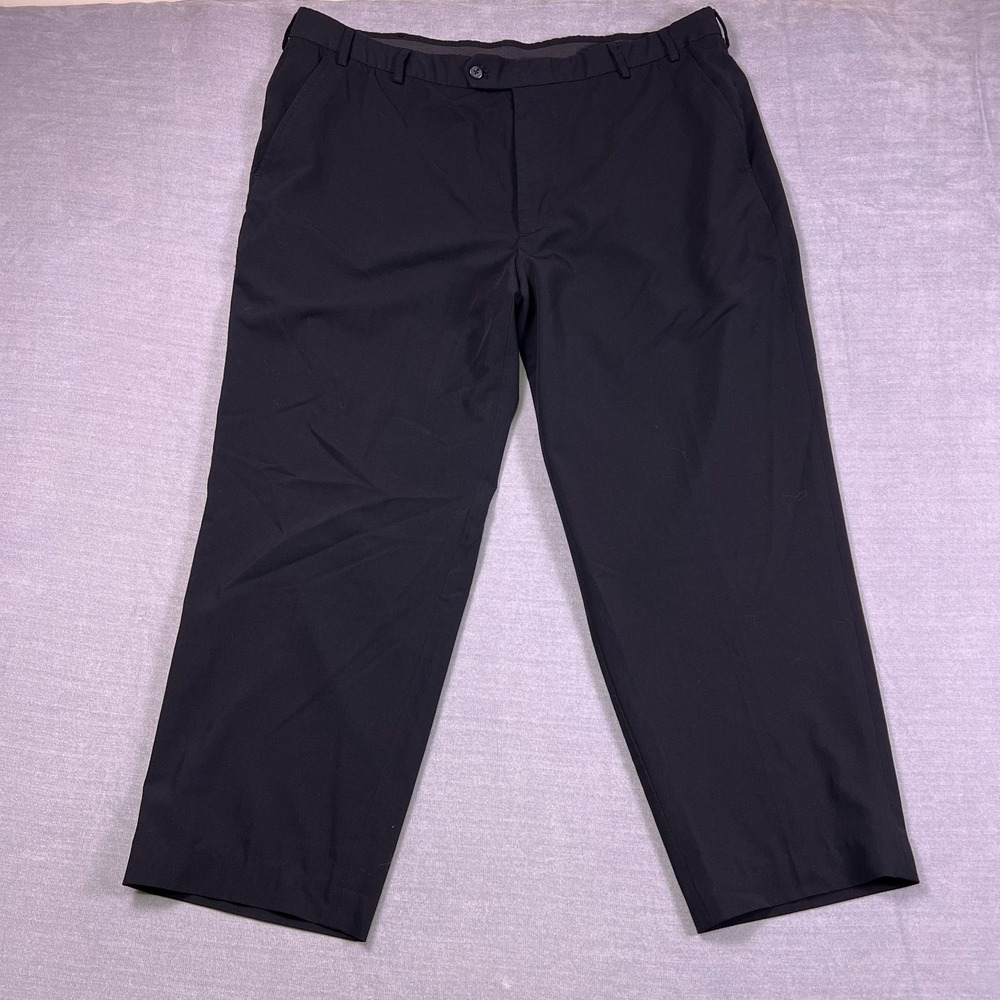 George Straight Fit High Rise Dress Pants Mens 44x30 Black Polyester Spandex